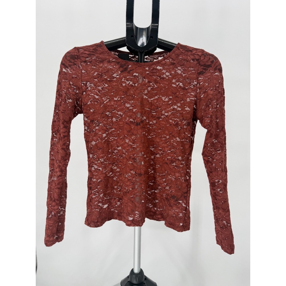 Anthropologie Women‎ XS Sheer Lace Top Long Sleeve Romantic Boho Cottagecore